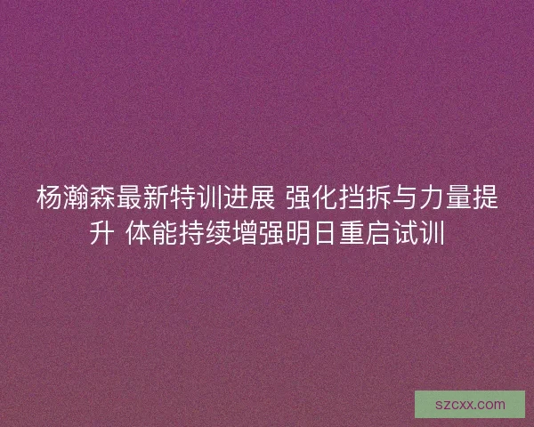 杨瀚森最新特训进展 强化挡拆与力量提升 体能持续增强明日重启试训